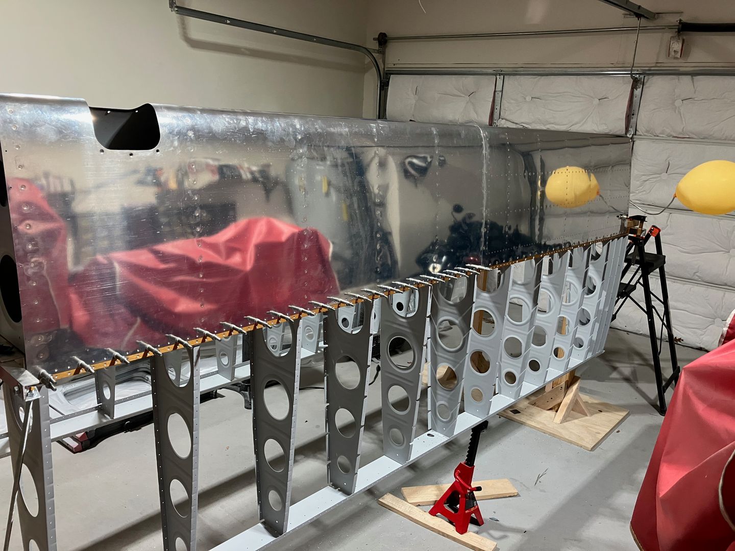 Working on the wings.